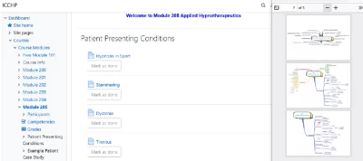 ICCHP hypnotherapy course portal